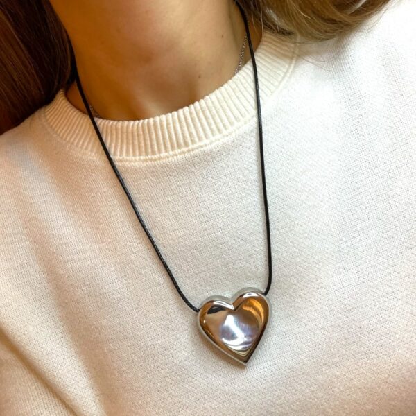 Silver Heart with rib