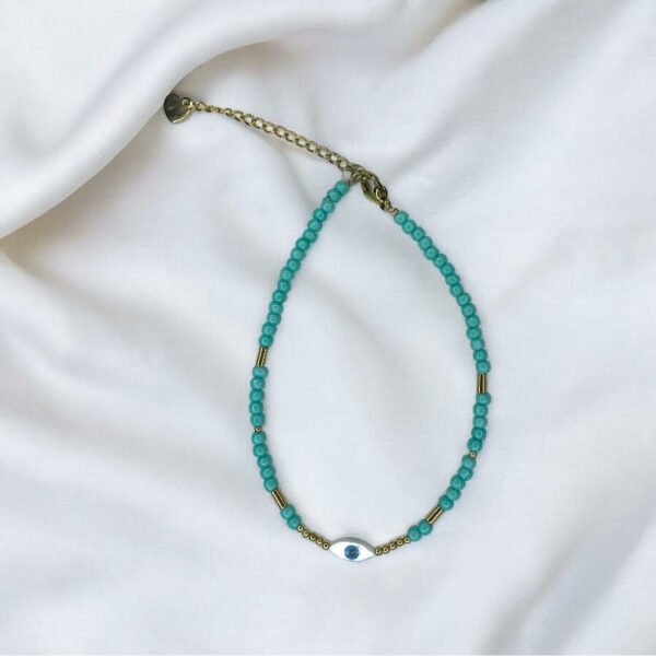 Turquoise Eye Pearl Anklet Chain-1