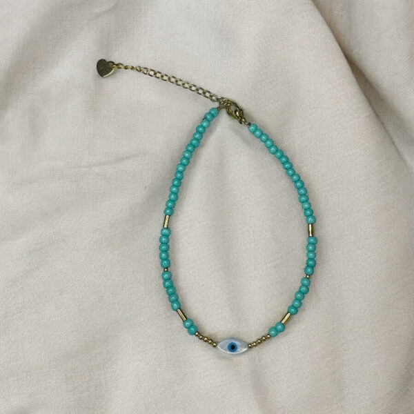 Turquoise Eye Pearl Anklet Chain-2